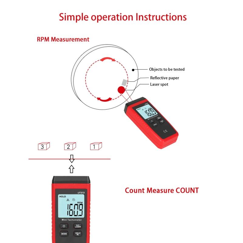 Foto Takometre Temassız RPM Takometre El Tipi LCD Dijital Lazerli Hız Ölçer Mini Hız Ölçüm Göstergesi Motor Test Cihazı