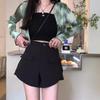 Spring 2024 Women's Black High-Waist Slimming A-line Shorts - Small Size, Fashionable Casual Design