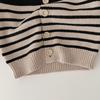Herbst Koreanischer Stil Kleinkind Gestreifter Cardigan + Latzhose Set