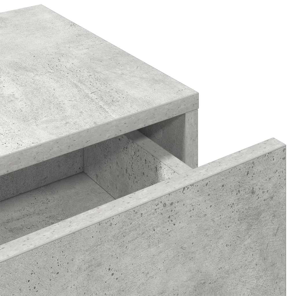 Wall Mounted Shelf with Drawers Concrete Grey 100 x 36 x 19 cm Particleboard
