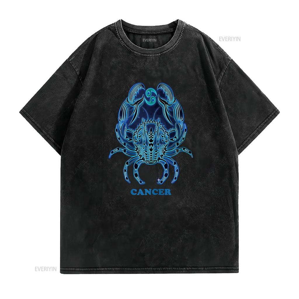 Cancer Personality Astrology Zodiac Sign Horoscope Design T Shirt vintage Washed designer clothes Top For Everyday Wear Casual