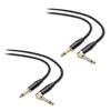 Cable Matters Guitar Cable, 0.9m, Shielded, Set of 2, 6.35mm Mono Plug, TS Straight to L-Shaped Plug, for Instruments