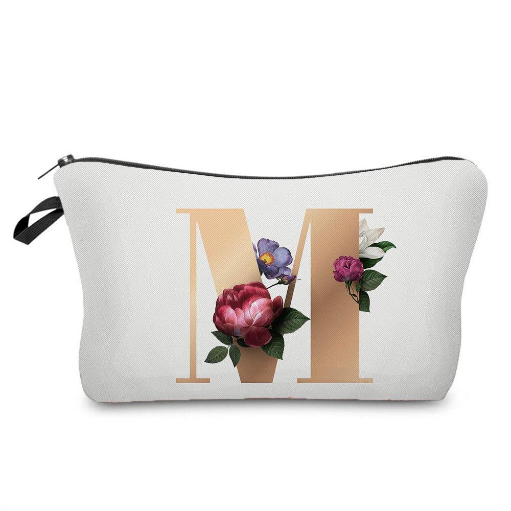 Geantă Cosmetică cu Imprimeu Litere Aurii pentru Femei Organizator pentru Articole de Toaletă Geantă de Depozitare pentru Călătorie 6719