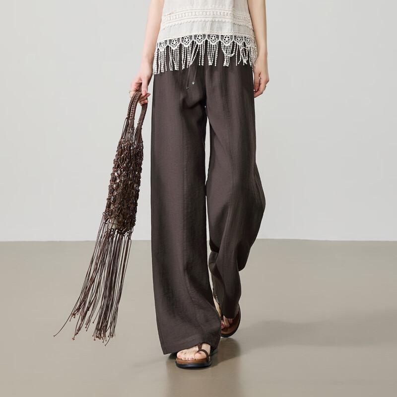 ESE-Y Women s High-Waisted Linen Blend Wide-Leg Pants 27
