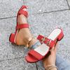 Summer New Round Head Metal Rivet Buckle Soft Sole Anti-slip Wear-resistant Slippers Women Fashion Mid-heel Sandals