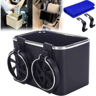 Car Armrest Storage Box, Car Armrest Storage Box with 2 Cup Holders, Armrest Storage Box for Your Car, (1Pcs-Black)