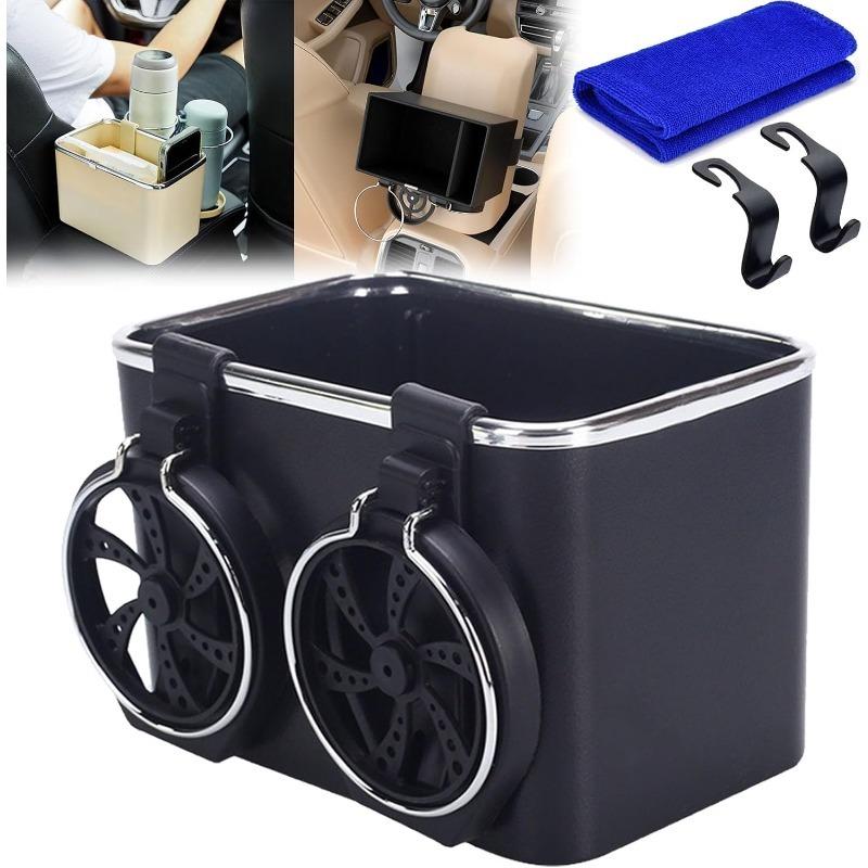 Car Armrest Storage Box, Car Armrest Storage Box with 2 Cup Holders, Armrest Storage Box for Your Car, (1Pcs-Black)