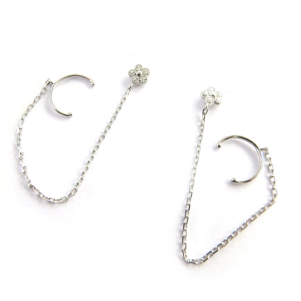 Les Trésors De Lily [M9930] - Ohrringe Ringe Ohren Silber 'Flora' weißsilber (rhodiniert) - 5 mm