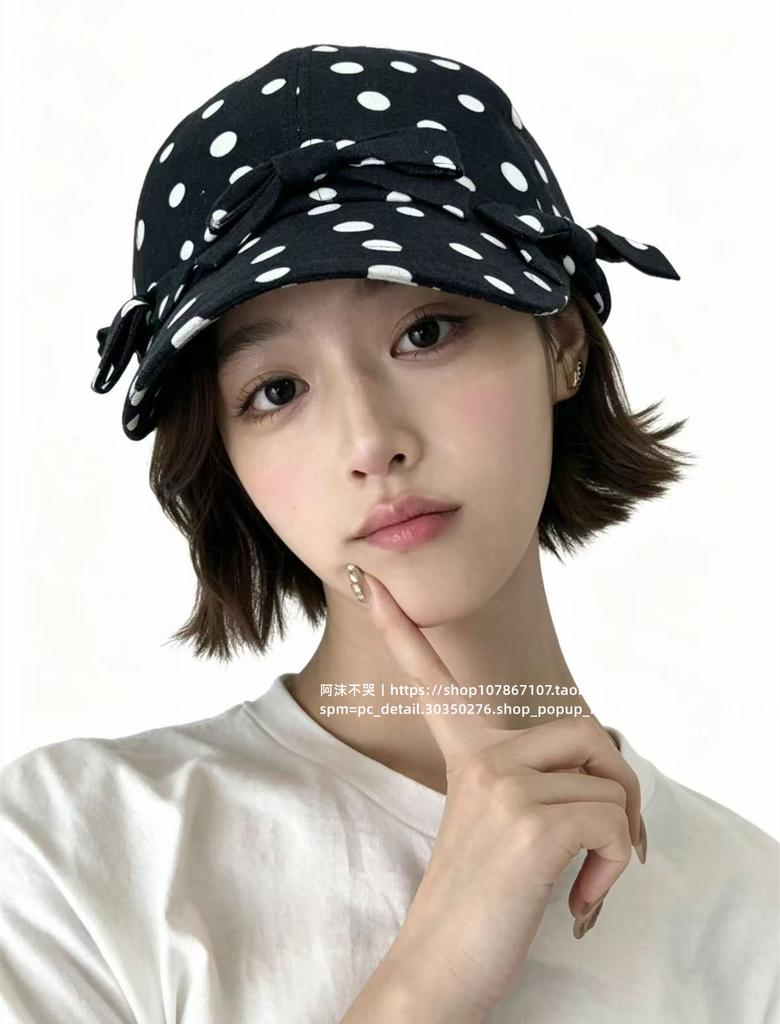 Cappellino da Baseball in Lino a Pois Francesi Donna Stile Morbido Elegante Traspirante Cappello da Sole Estivo Casual con Visiera