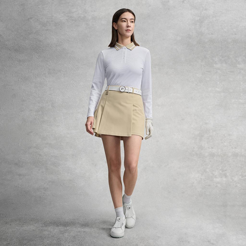 FILA Golf Series Fashion Simple Classic Retro Sports Golf Versatile Comfortable Woven Casual Skirt Women skirts Millet-Beige A11W615302FBG