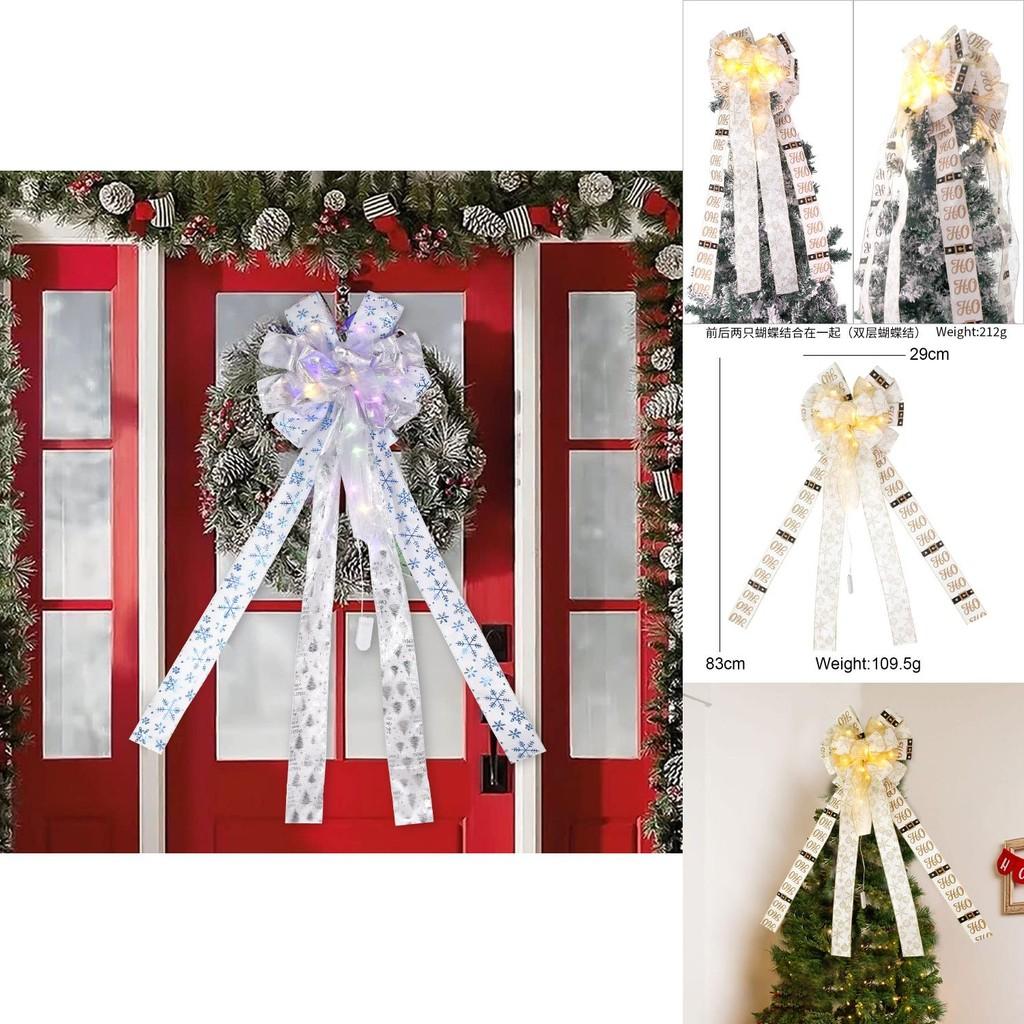 Polyester Christmas Luxurious Bow With Glowing Effects For Celebrations Cheerful