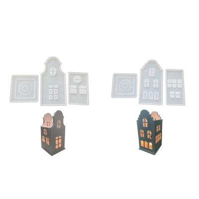 Multipurpose Sturdy Silicone House Candle Holder Mold Set Portable for Resin Plaster Craft Supplies Assorted Sizes