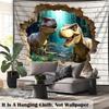 3d-Style Dino Image & Forest Backdrop Wallpaper Sticker Room Decorating Item Wall Tapestry