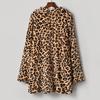 Womens Rabbit Villi Autumn Winter Long Sleeve Leopard Print Fashion Pocket Coat