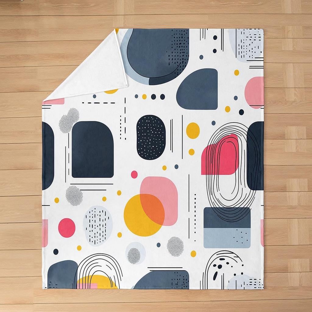 Geometry Fleece Throw Blanket Ultra Soft Cozy Modern Geometric Flannel Blanket for Sofa Couch Bed Chair Camping Travel Or Dorm