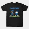 Men Black Print T-shirt Go Lions - Snoopy And Charlie Brown M302 No-Cut Transfer Paper Print Cotton Tshirt