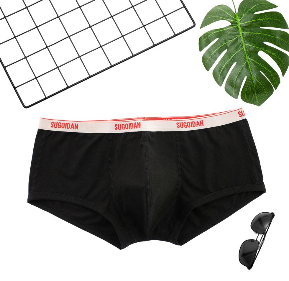 Men's Red Low-Waist Cotton Sport Boxer Briefs - Stylish, Breathable, and Comfortable.