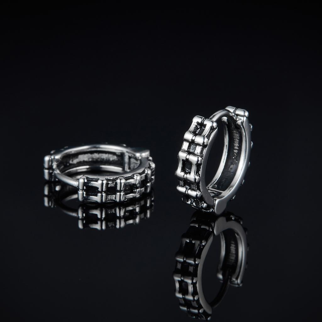 New Geometric Hoop Earrings for Men Boys, Waterproof Stainless Steel Gothic Ear Gifts to BFF Brothers Dad Father Jewelry