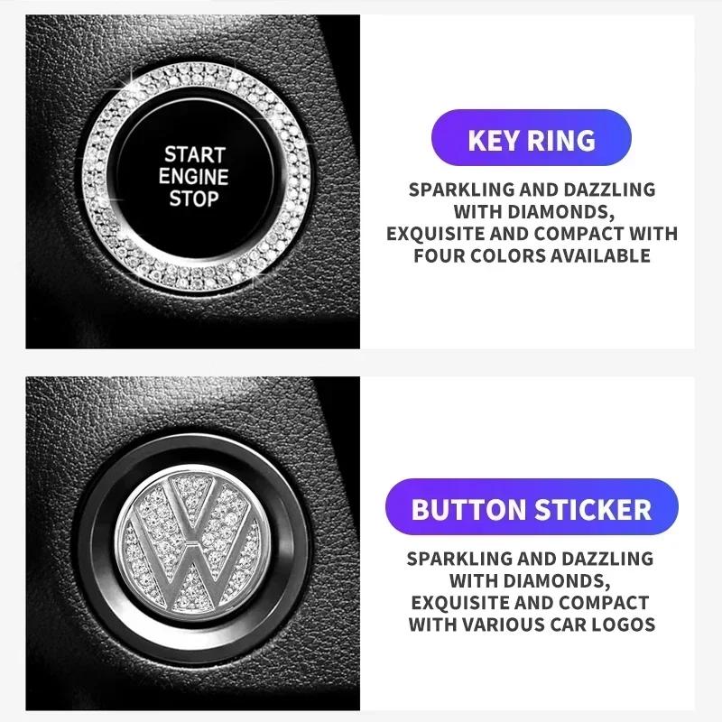 For Volkswagen VW Car One-start Button Diamond Decoration Stickers For Volkswagen VW Scirocco Jetta Beetle Golf Passat CC Tiguan