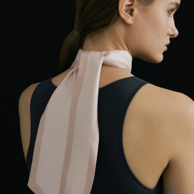 AVVINA PELLE Long Twilly Silk Scarf - Pale Pink