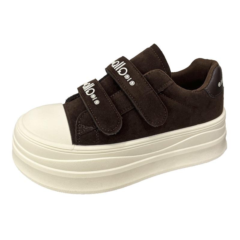 Leather board shoes women's Velcro bread shoes new autumn and winter thick-soled heightening leisure sports women's shoes