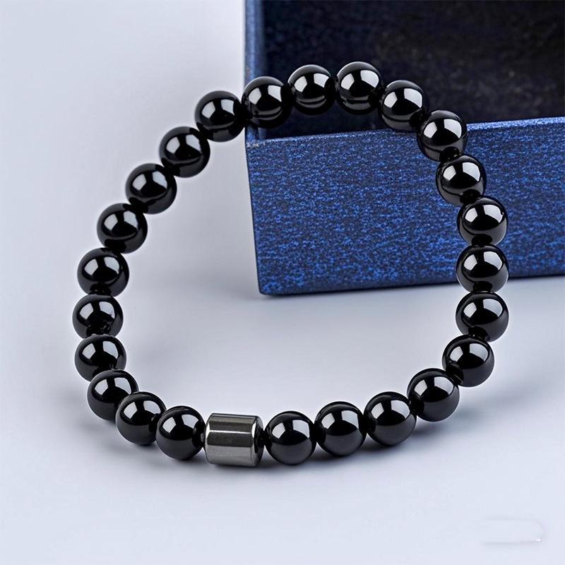 Магнитный браслет из черного камня и тигрового глаза