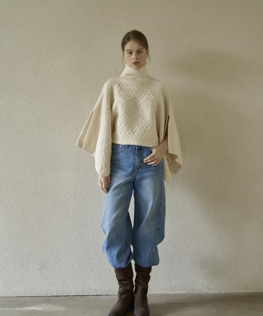 Eima Bay Fisherman Polo Poncho Knit_3Color