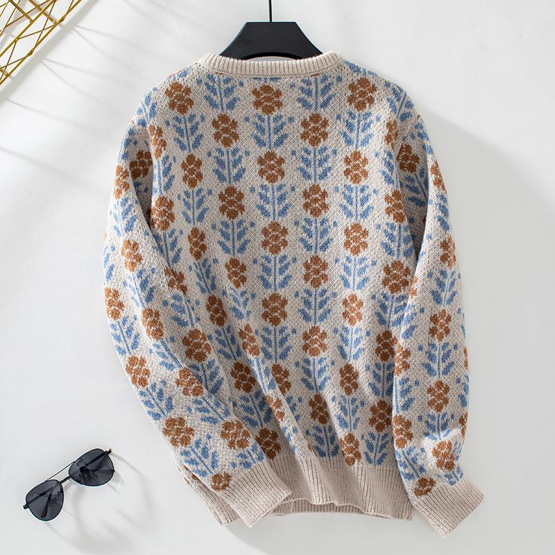 Women's Sweater Fall/winter Amazon Retro Casual Floral Knitted Cardigan