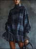 2026 European and American Temperament Suit Women's Spring Plaid Design Lotus Leaf Edge Short Skirt Dress