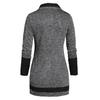 Women O-Neck Long Sleeve Solid Botton Pachwork Asymmetric Tops Sweater