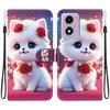 Handmade PU Leather Flip Case for Motorola Moto G04s / Moto E14 Anti-Slip Shockproof Cover with Wrist Strap & Heart/Rose Cat Designs