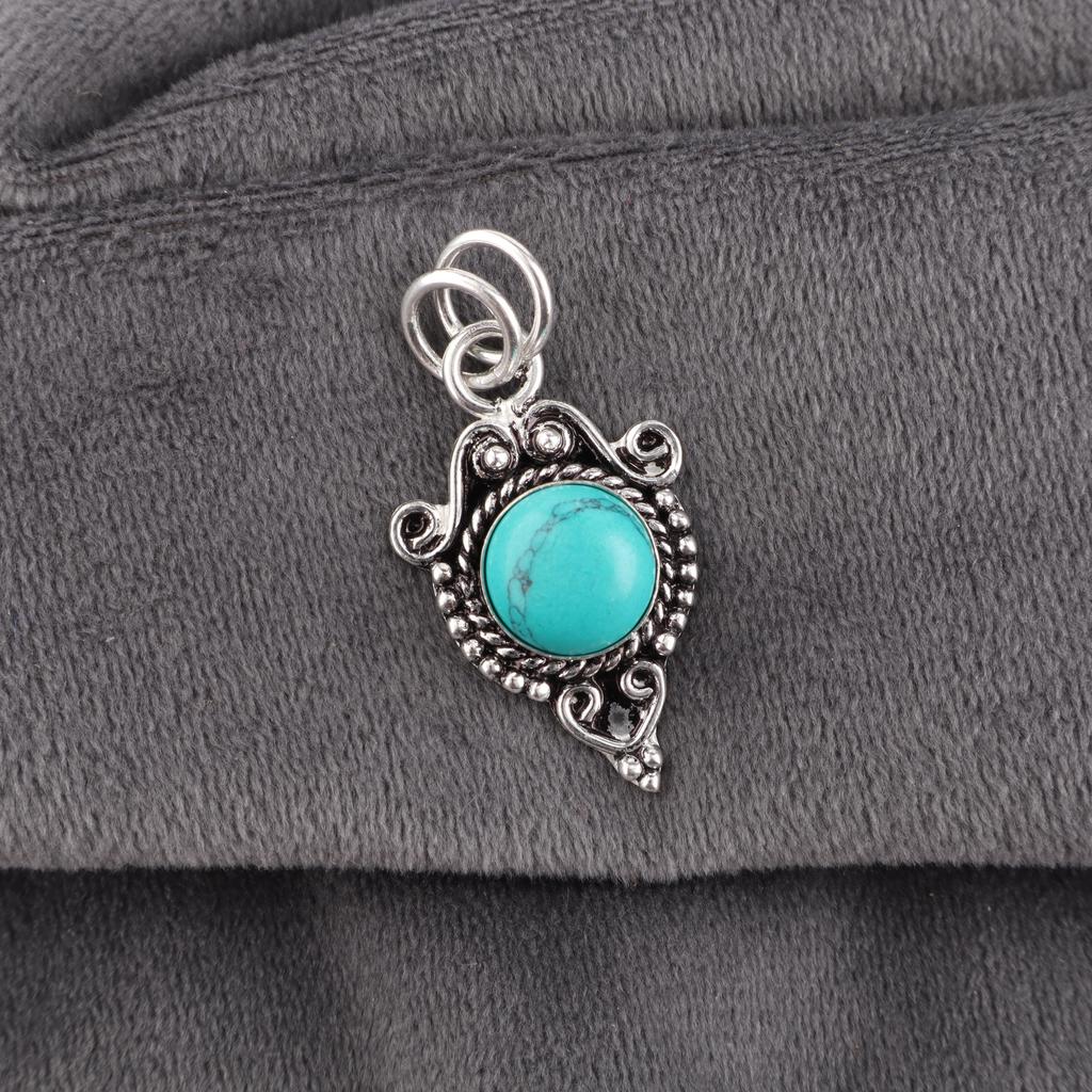 Magnesite Turquoise Gemstone Jewelry, 925 Solid Sterling Silver Pendant, Handmade Silver Pendant For Wedding Gift