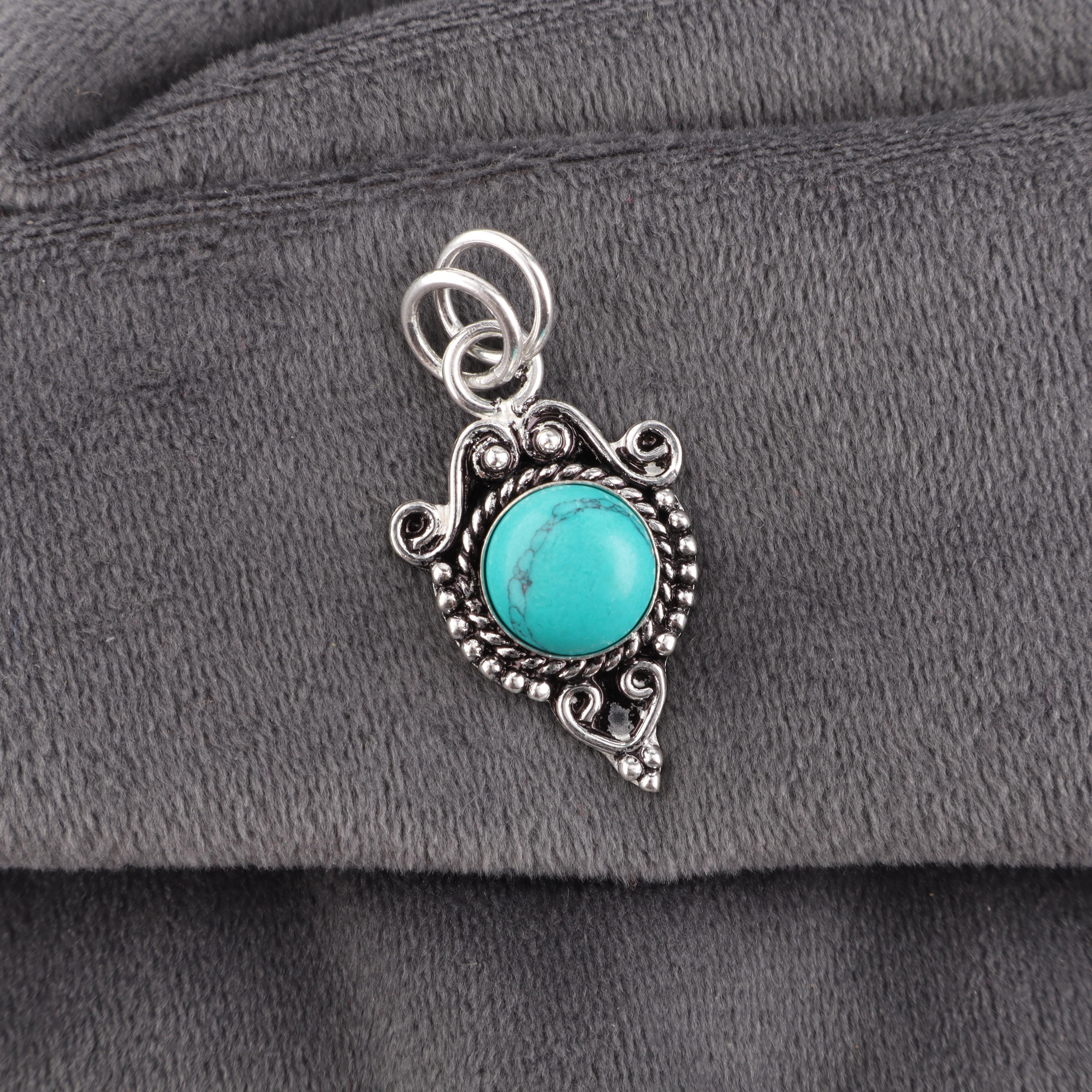 

Магнезит бирюзовый Драгоценный камень Ювелирные изделия, 925 Проба Стерлинговое серебро Кулон, Ручной работы Серебряный кулон для свадебного подарка 1.42 Inches синий