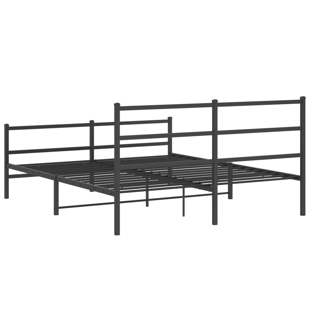 Bed Frame with Headboard and Footboard Metal Black 160x200 cm