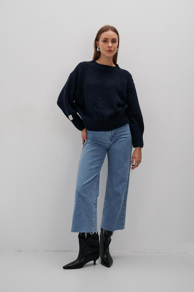 Midnight Sky Wool Sweater Navy Blue /