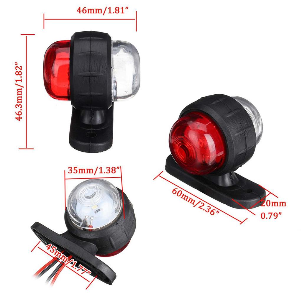 1/2pcs 12V 24V Truck Trailer Lights LED Side Marker Position Lamp Lorry Tractor Clearance Lamps Parking Light Red White