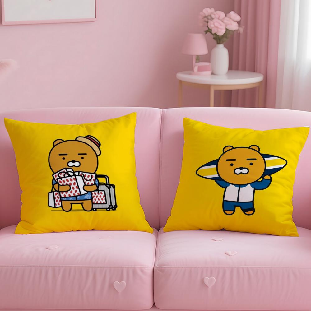 popular cartoon brand Kakao Friends Cushion Cover Soft  EasyWash Pillow Case  Versatile for Couch Bed Travel and Office