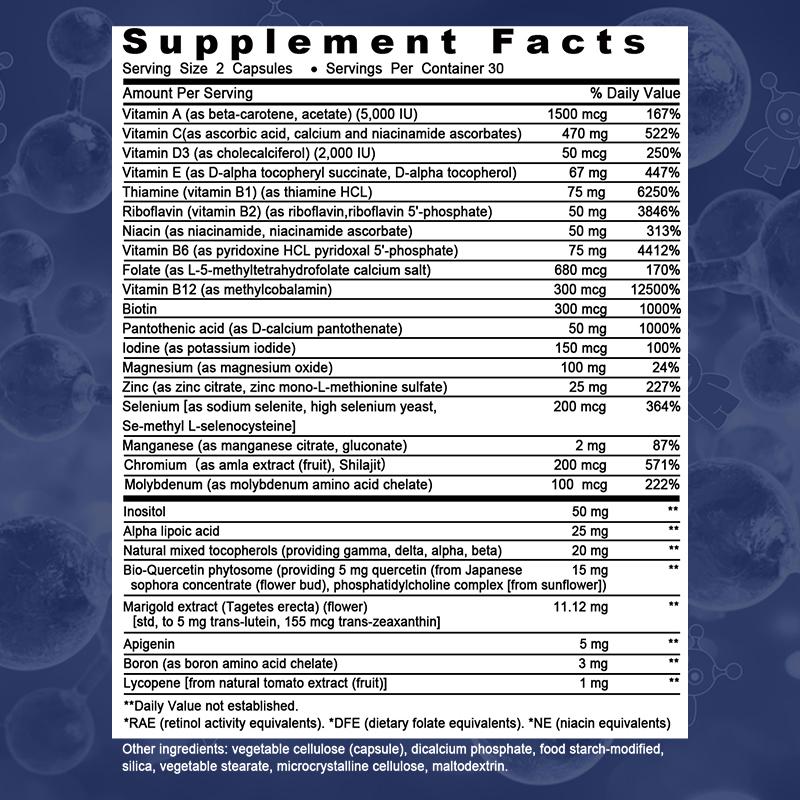High Potency Multivitamin Mineral Dietary Supplement, 120 Capsules Per Bottle