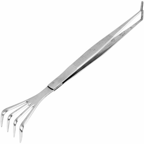 Senkichi Stainless Steel Tweezers with Rake, 22cm, with Serrations, for Moss, Houseplants, Succulents, and Bonsai