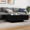 VidaXL Coffee Table with LED Lights, Side Table, End Table, Living Room Furniture, Modern, Black Wood 836603