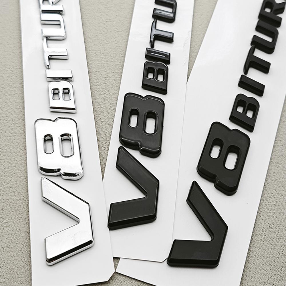 ZGAP4 3D ABS Chrome Logo V8 BITURBO Emblem Car Fender Side Badge Decal For Mercedes Benz AMG C63S C63 E63 G63 G500 Sticker Accessories