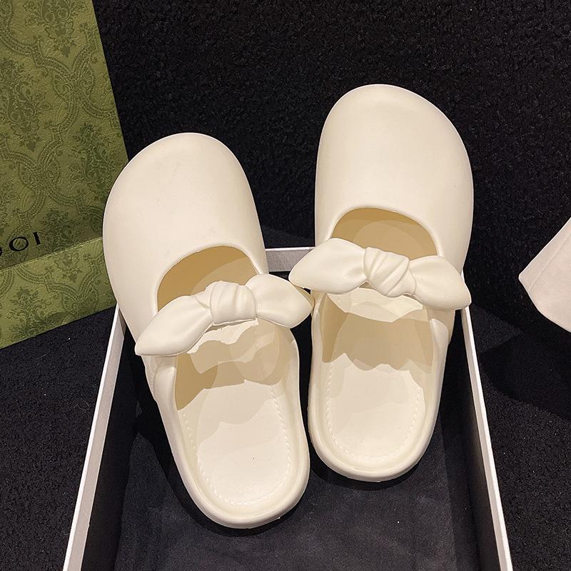 

Женские уличные домашние тапочки Comzy Anti-Slip House Cotton Shoes Cute Bowknot Flat Slipper Couples Slides Весна Лето 40-41 белый