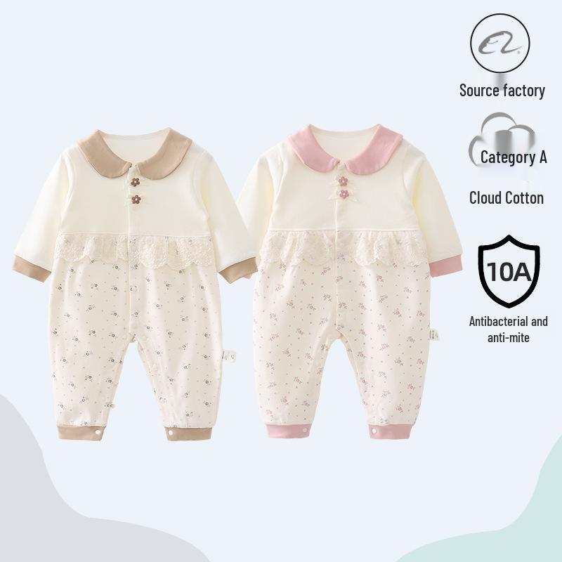 Nation's Top-Selling: Antibacterial Cotton Baby Bodysuit for Spring & Autumn - Long Sleeve, Perfect for Crawling & Home Wear.