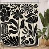 "Black And White Floral Waterproof Shower Curtain With Abstract Flower Pattern For Modern Bathroom Decor Accessories"
