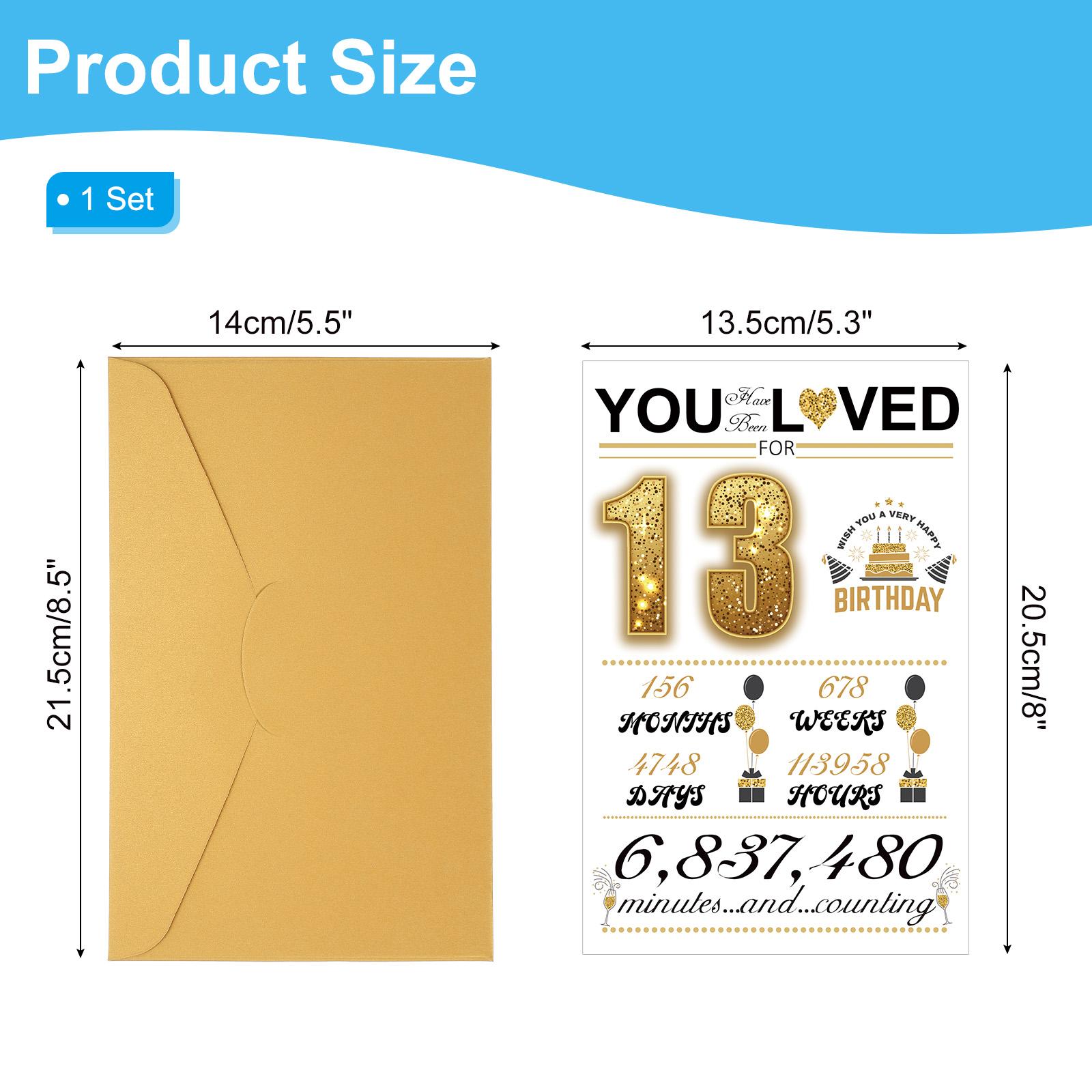 

16th-100th Birthday Card Happy Birthdays Card Time Greeting Card w Envelope for Girl Boy Women Gift Friend Birthday Decor Gold