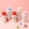 Cute Cartoon Insulated Stainless Steel Water Bottle With Straw Lid Carry Rope Women Students Outdoor Use