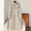 Haining Hooded Genuine Leather Goose Down Jacket - Long, Thick, Loose Fit for Warmth In Autumn and Winter 2024.