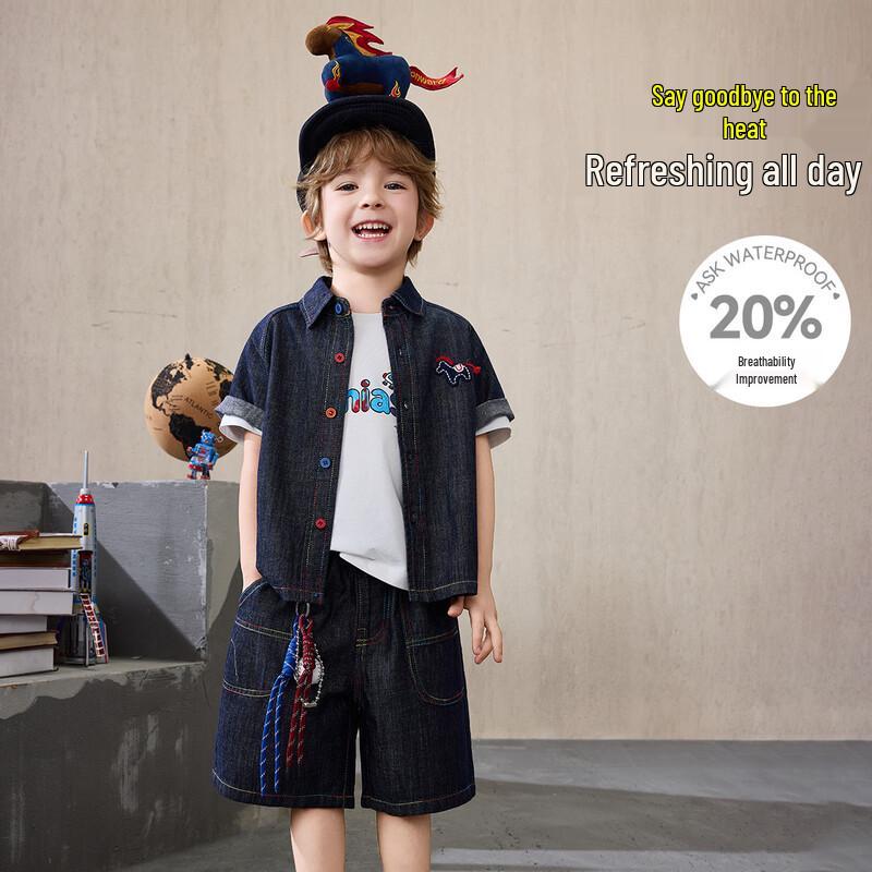 ASK JUNIOR Boys  Denim Summer Two-Piece Set 110
