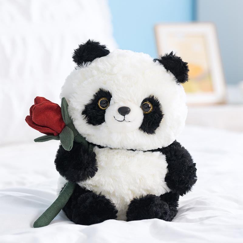 23cm Bambola Panda di Bambù Kawaii Bambola di Peluche Panda Gigante Con Cuore di Rosa Giocattolo Peluche Morbido Giocattolo Cuscino di Peluche Regalo di Compleanno per Ragazza