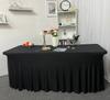 Cover For Banquet Catering Table, Black Skirting, Ruffle, 180X76 Cm
